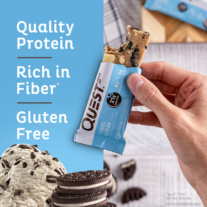 Cookies & Cream Protein Bars; Quality Protein, Rich in Fiber*, Gluten Free