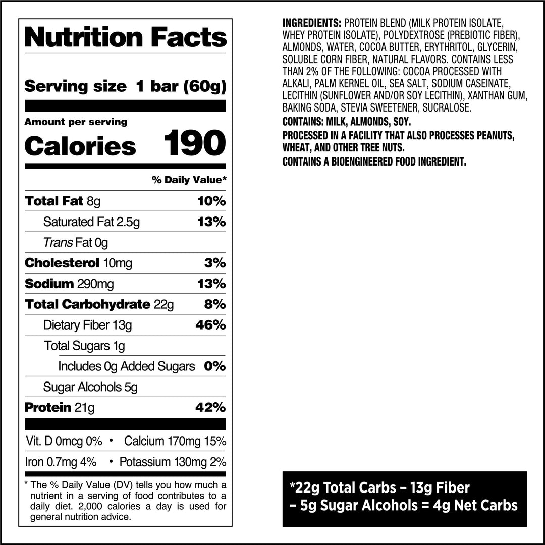 Cookies & Cream Protein Bars Nutritional Facts