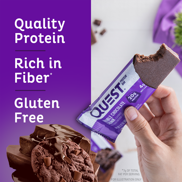 Double Chocolate Chunk Protein Bars; Quality Protein, Rich in Fiber*, Gluten Free