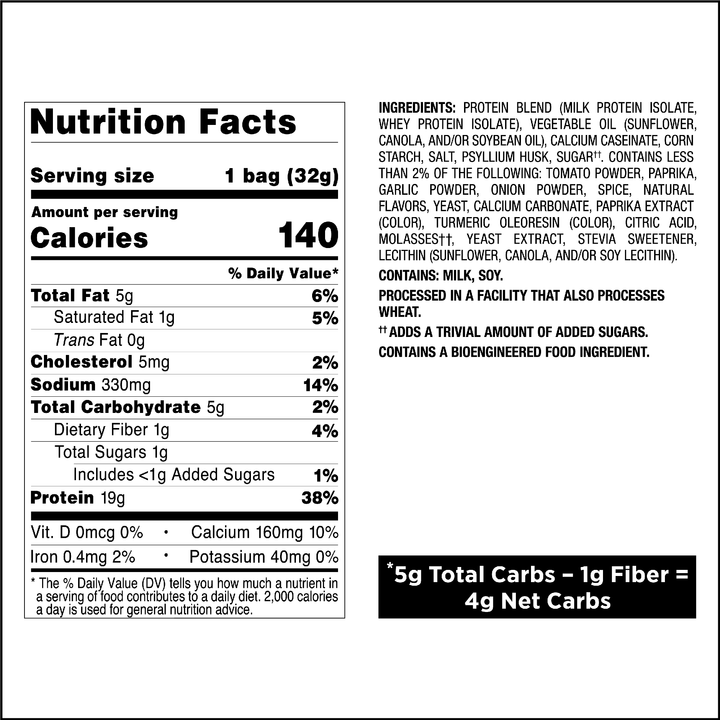 BBQ Original Style Protein Chips Nutrition Facts