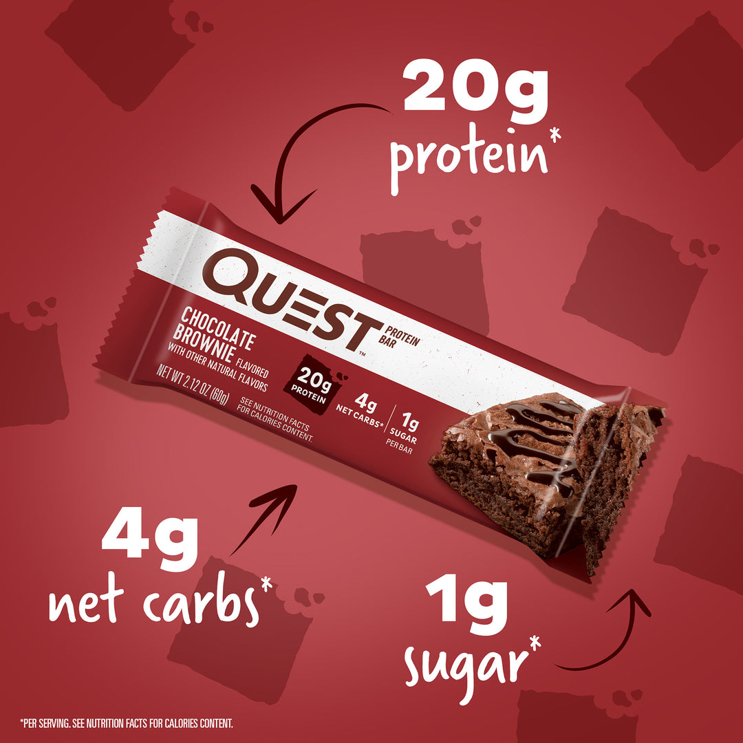 Chocolate Brownie Protein Bars; 20g protein*, 4g net carbs*, 1g sugar*