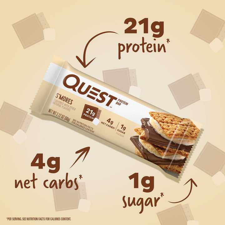 S'Mores Protein Bars; 21g protein*, 4g net carbs*, 1g sugar*