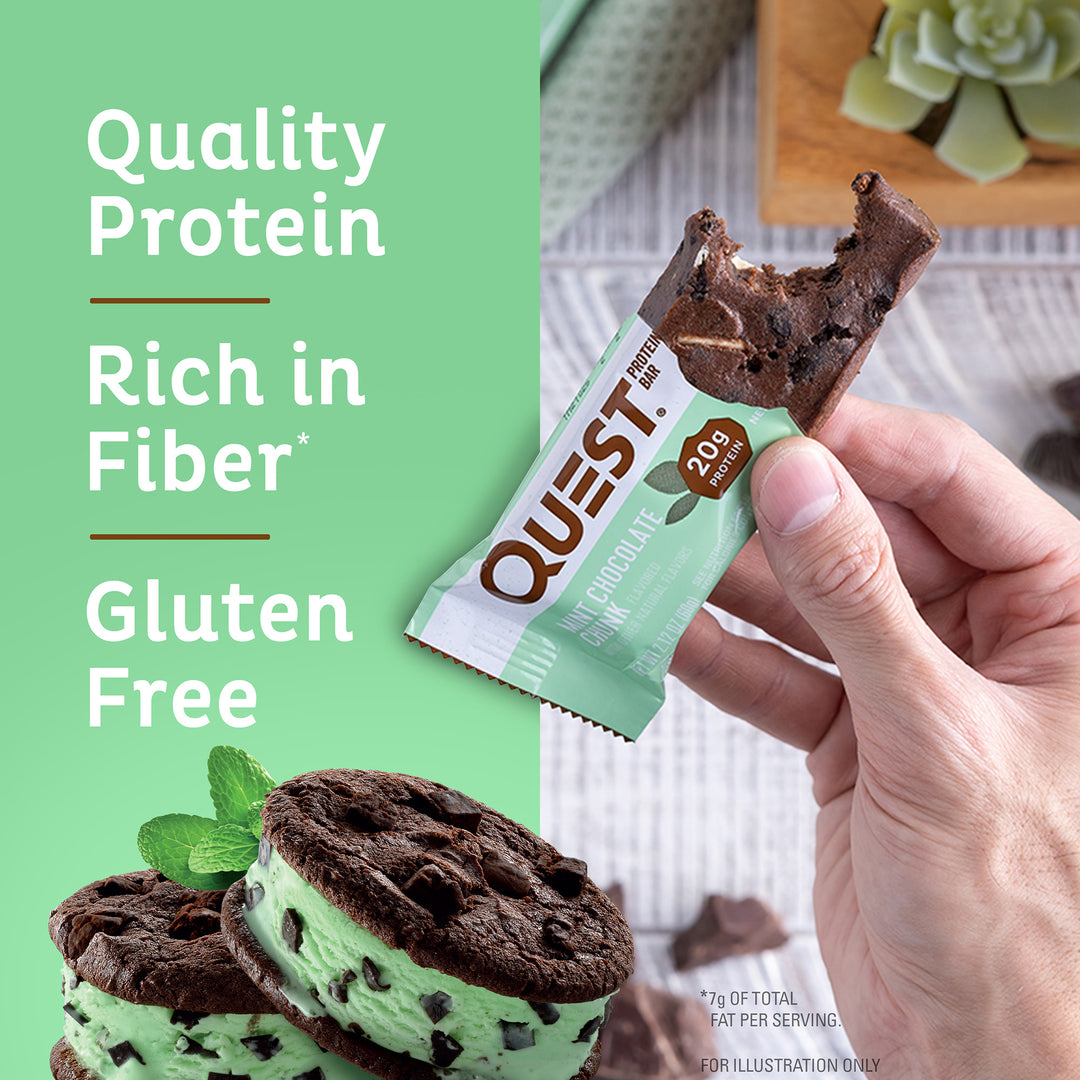 Mint Chocolate Chunk Protein Bars; Quality Protein, Rich in Fiber*, Gluten Free
