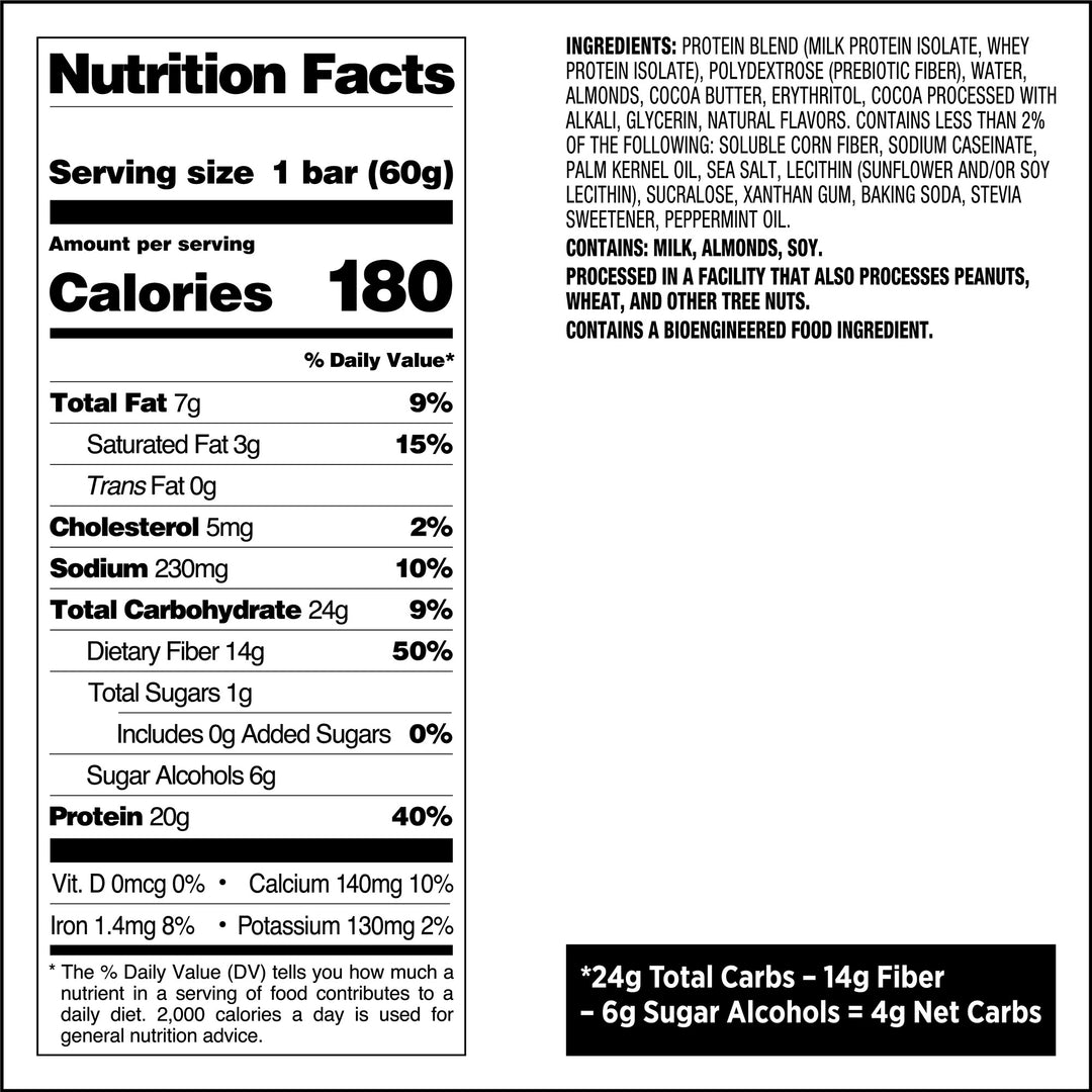 Mint Chocolate Chunk Protein Bars Nutritional Facts