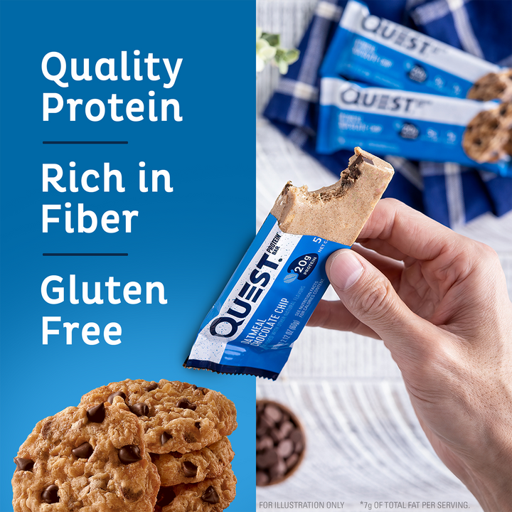 Oatmeal Chocolate Chip Protein Bars; Quality Protein, Rich in Fiber*, Gluten Free