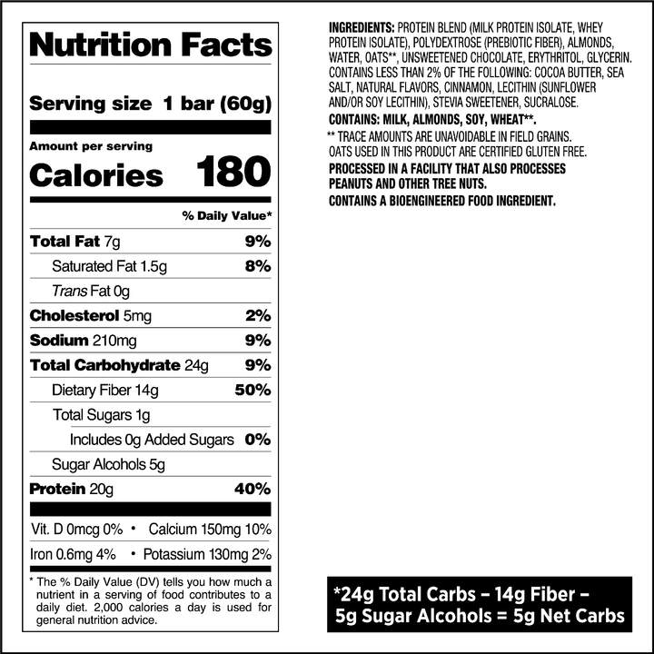 Oatmeal Chocolate Chip Protein Bars Nutritional Facts