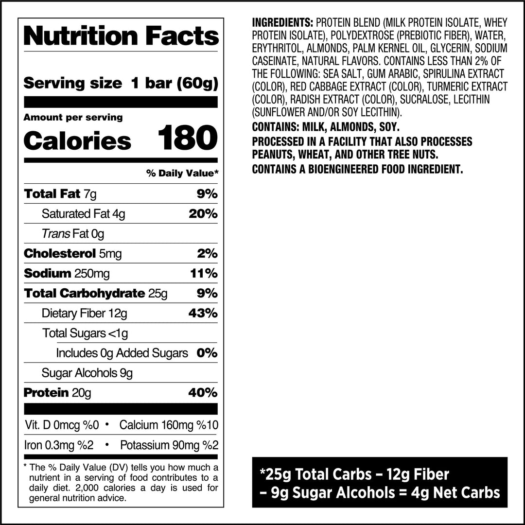 Birthday Cake Protein Bars Nutritional Facts