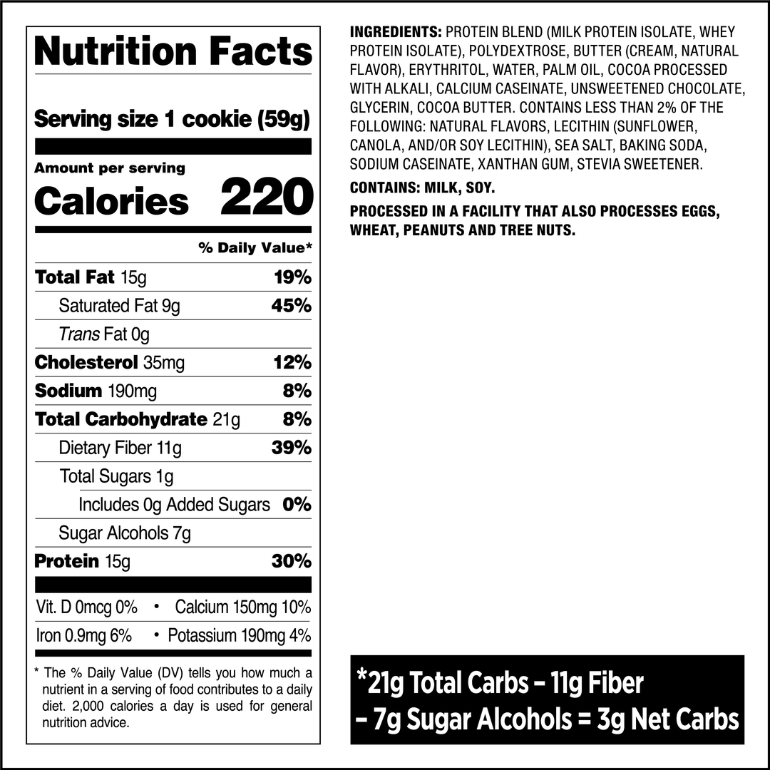 Double Chocolate Chip Cookies - Nutrition Facts