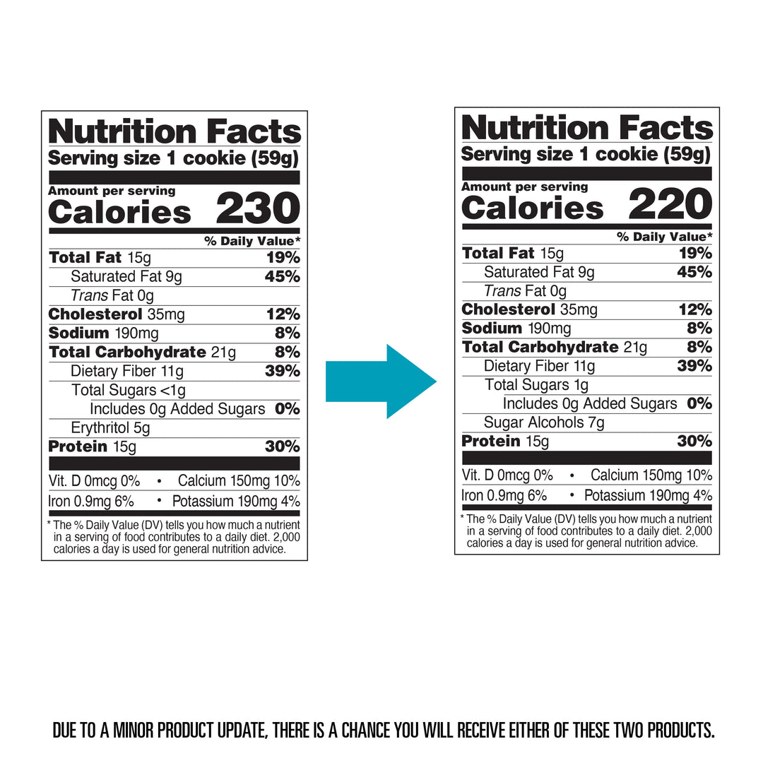 Double Chocolate Chip Cookies  - Nutrition Facts before and after