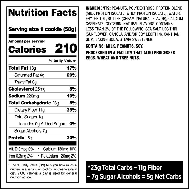 Peanut Butter Protein Cookies - Nutrition Facts