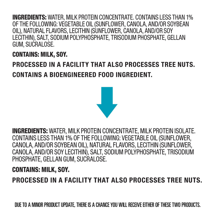 Vanilla Protein Shakes - Ingredients - old and new