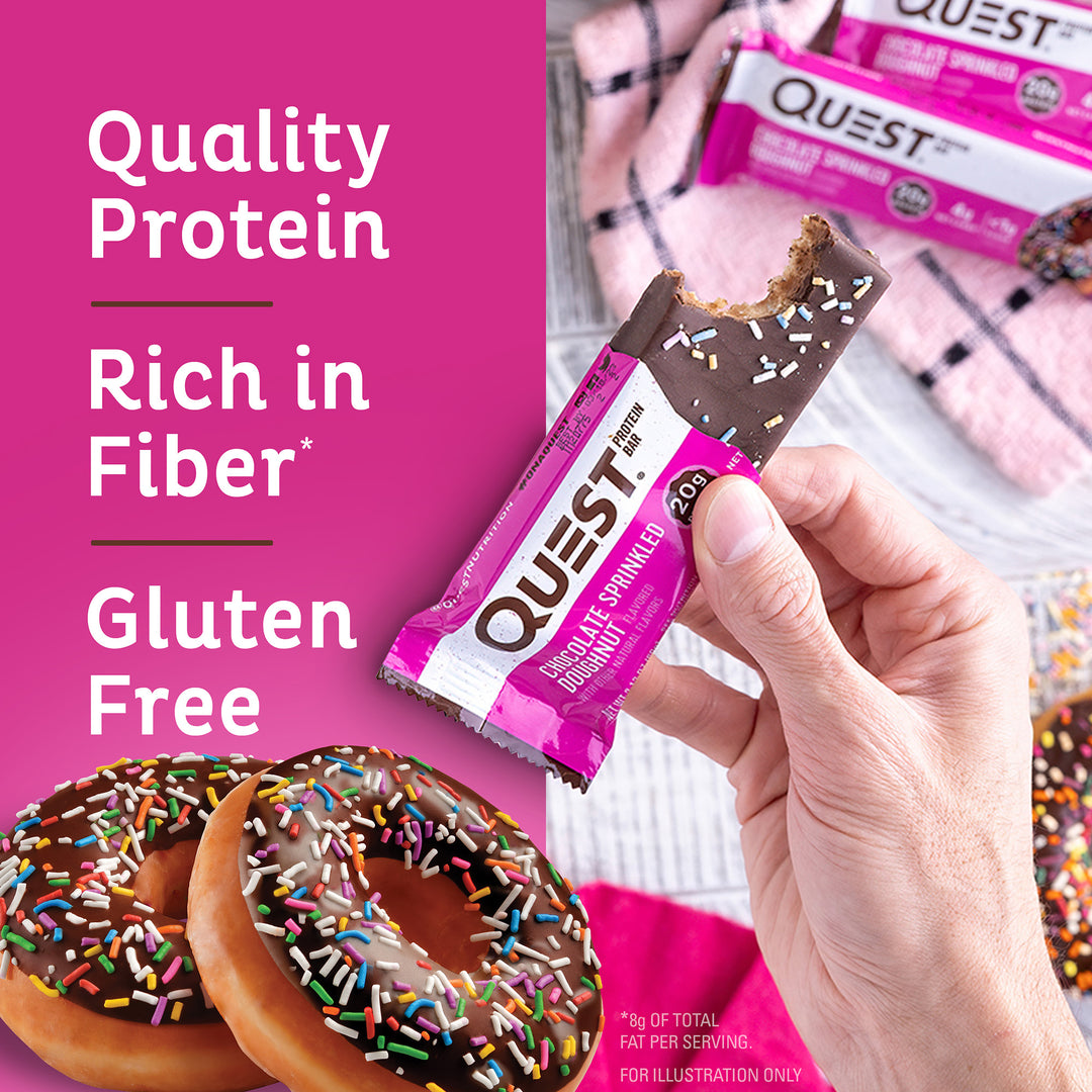 Chocolate Sprinkled Doughnut Protein Barss; Quality Protein, Rich in Fiber*, Gluten Free