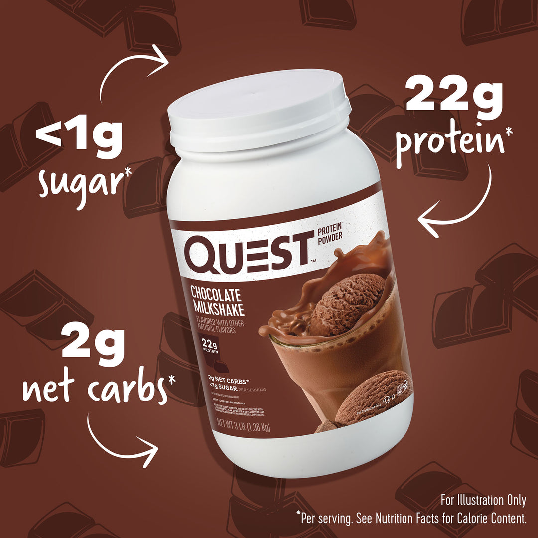 Chocolate Milkshake Protein Powder; <1g sugar*, 2g net carbs*, 22g protein*