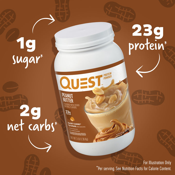 Peanut Butter Protein Powder; 1g sugar*, 2g net carbs*, 23g protein*