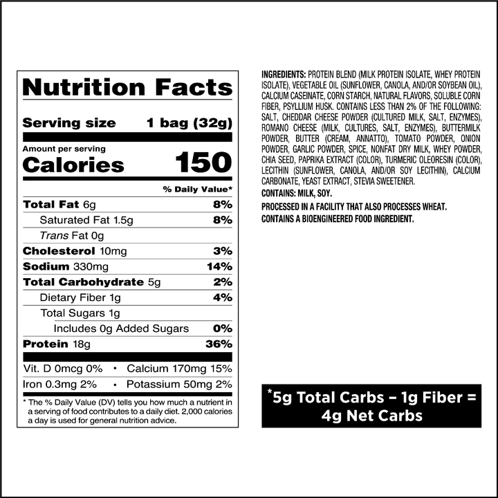 Nacho Cheese Tortilla Style Protein Chips Nutrition Facts