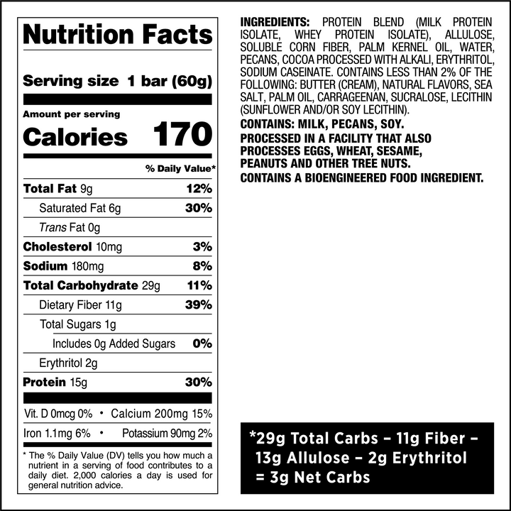 Chocolate Caramel Pecan Hero Protein Bars Nutrition Facts