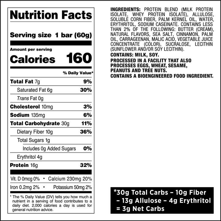 Blueberry Cobbler Hero Protein Bars Nutrition Facts
