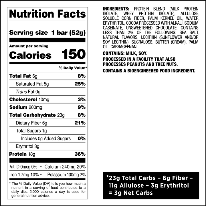 Cookies & Cream Hero Protein Bars Nutrition Facts