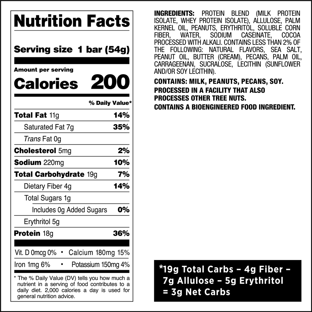Chocolate Peanut Butter Hero Protein Bars Nutrition Facts