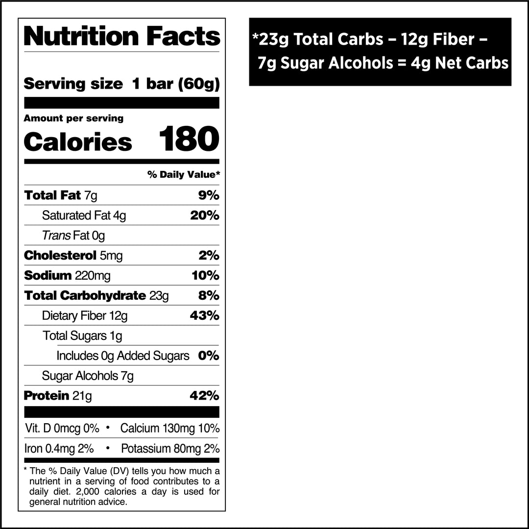 Peppermint Bark Protein Bars Nutrition Facts