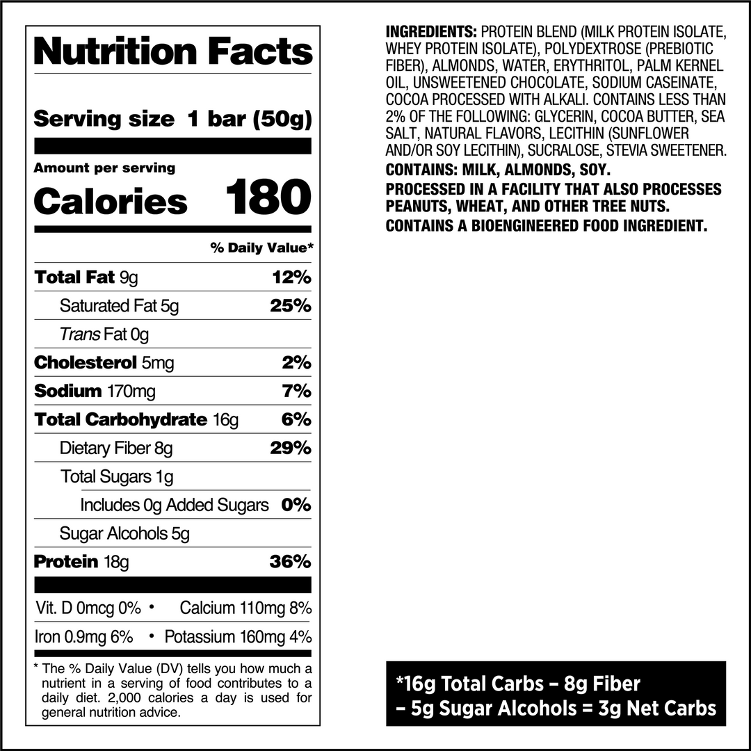 Dipped Chocolate Chip Cookie Dough Protein Bar Nutritional Facts