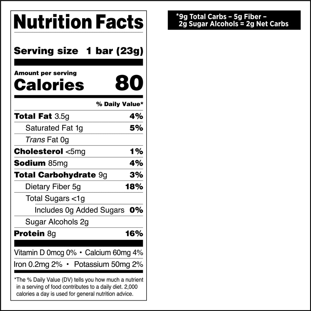 Chocolate Chip Cookie Dough Protein Mini Bars Nutrition Facts