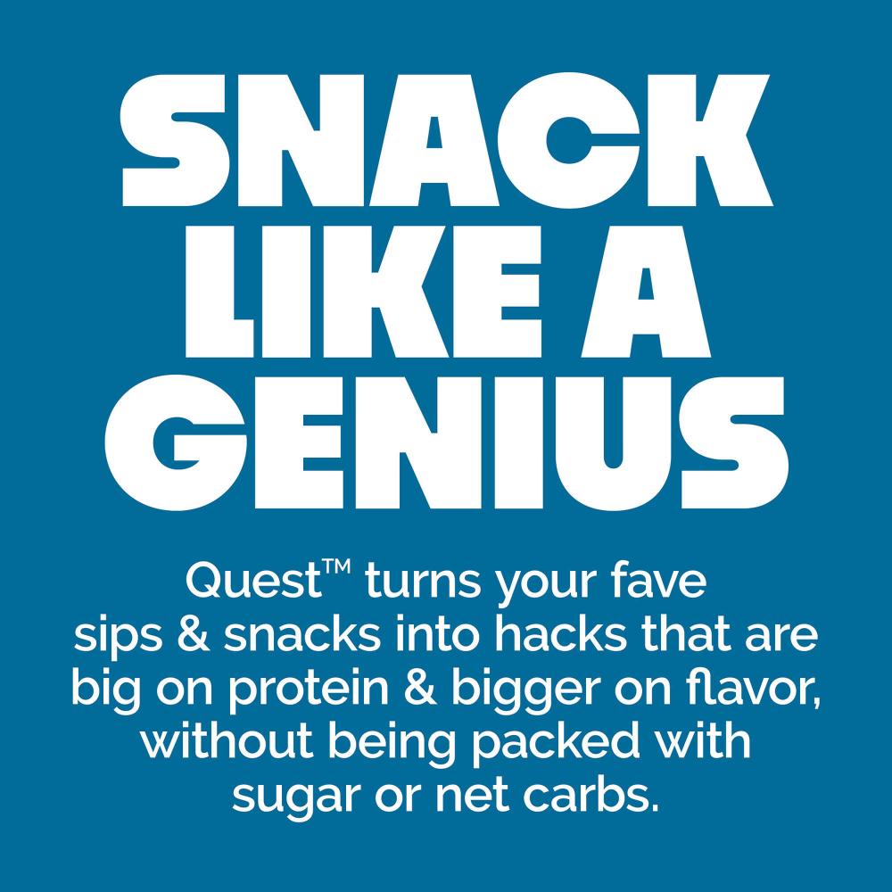 Bake Shop Chocolate Chip Muffins Nutrition Fact Panel; Snack like a genius; Quest turns your fave sips & snacks into hacks that are big on protein & bigger on flavor, without being packed with sugar or net carbs.