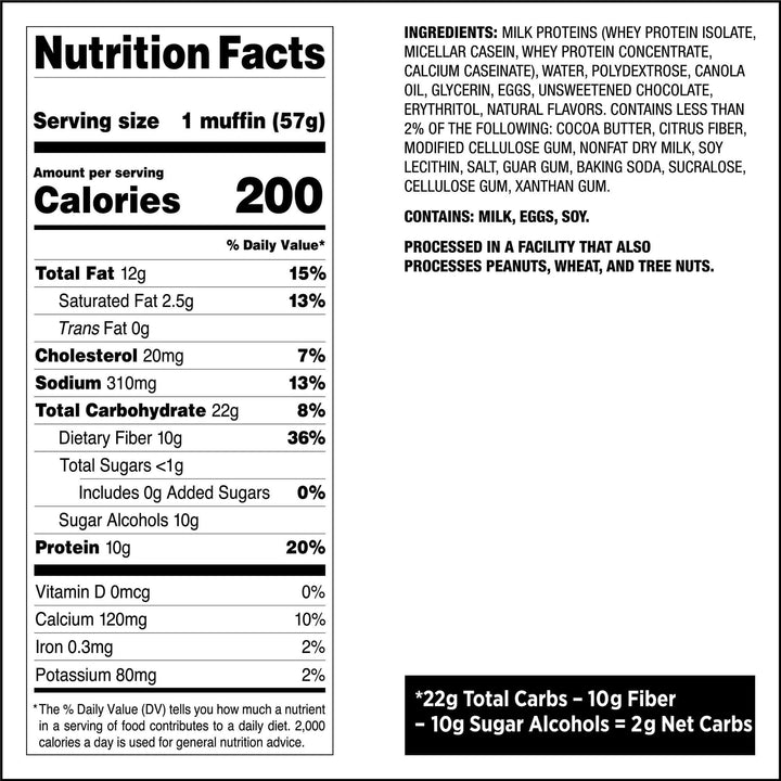 Bake Shop Chocolate Chip Muffins Nutrition Fact Panel