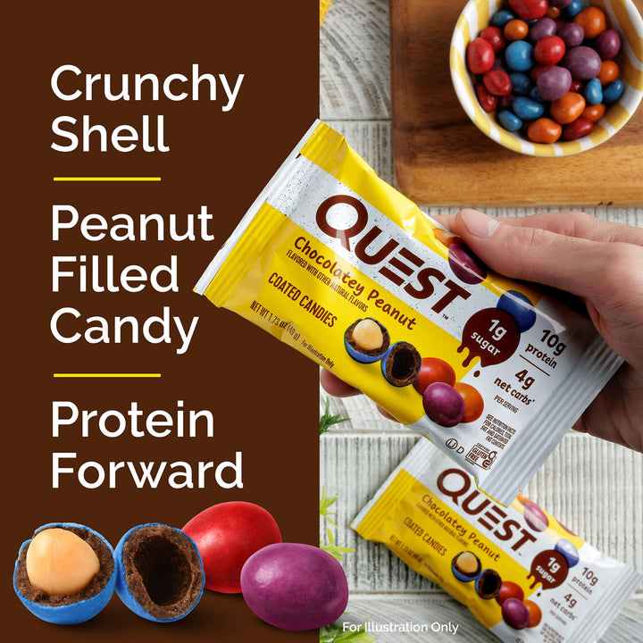 Chocolatey Coated Peanut Candies;Crunchy shell; Peanut filled candy; Protein forward
