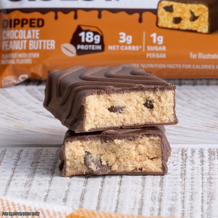 Dipped Chocolate Peanut Butter Protein Bar lifestyle image