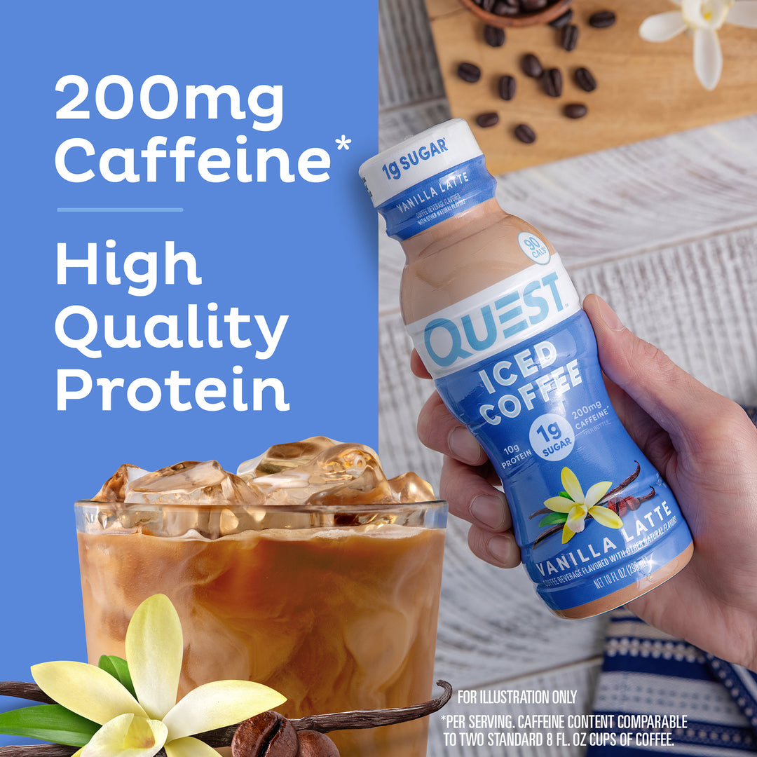 Vanilla Latte Iced Coffee 200mg Caffeine*, High Quality Protein