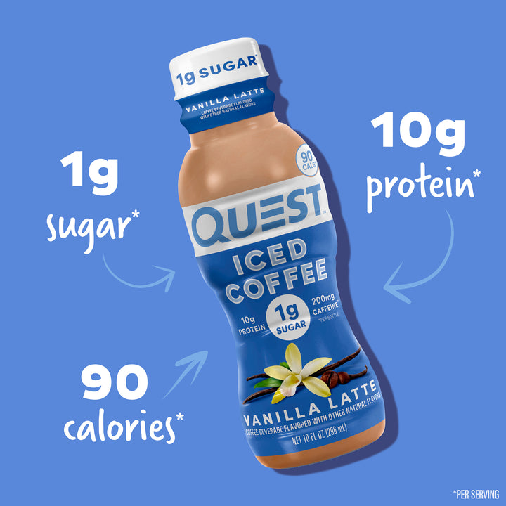 Vanilla Latte Iced Coffee, 1g Sugar*, 10g Protein*, 90 calories*