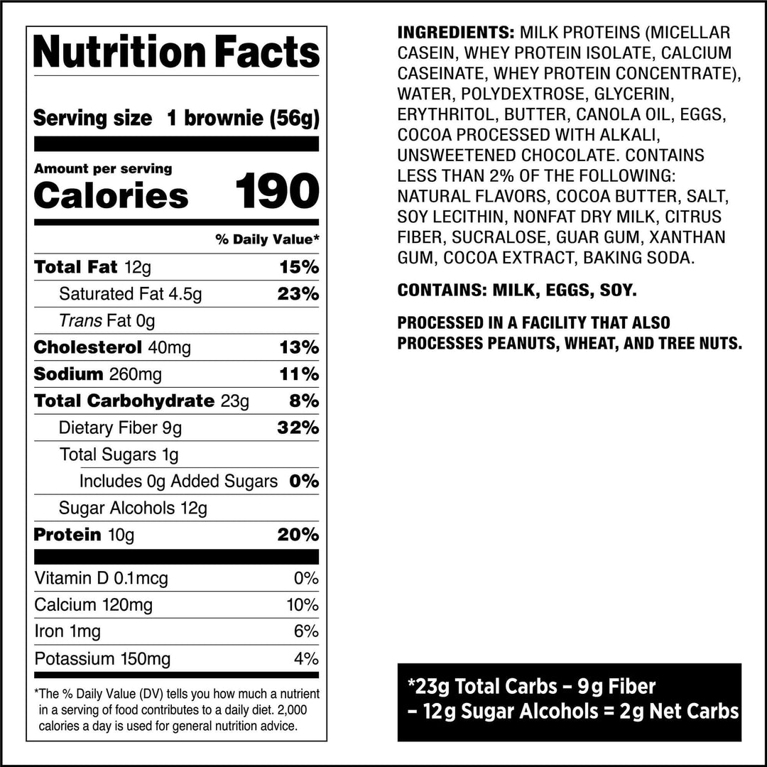 Bake Shop Chocolate Brownies Nutrition Facts Panel