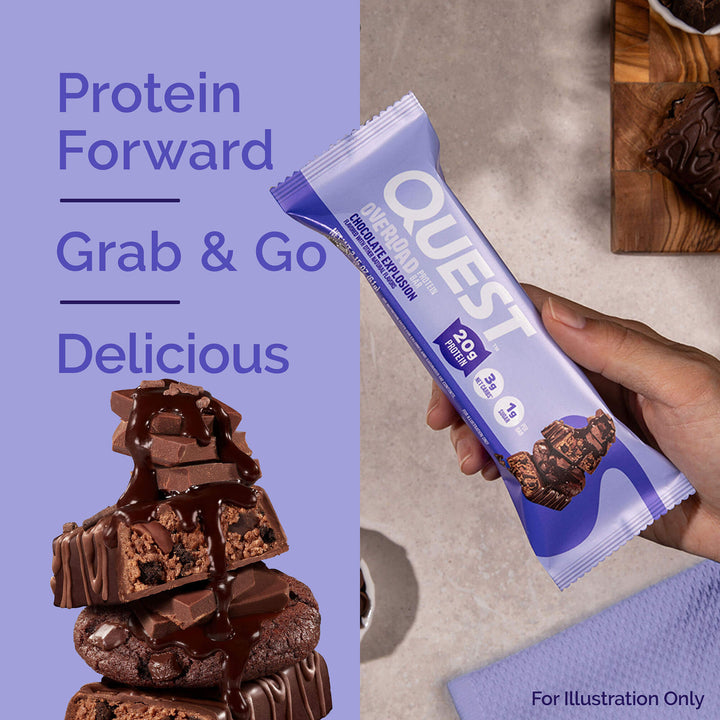 Chocolate Explosion Overload Bar; Protein Forward, Grab & Go, Delicious; For Illustration only