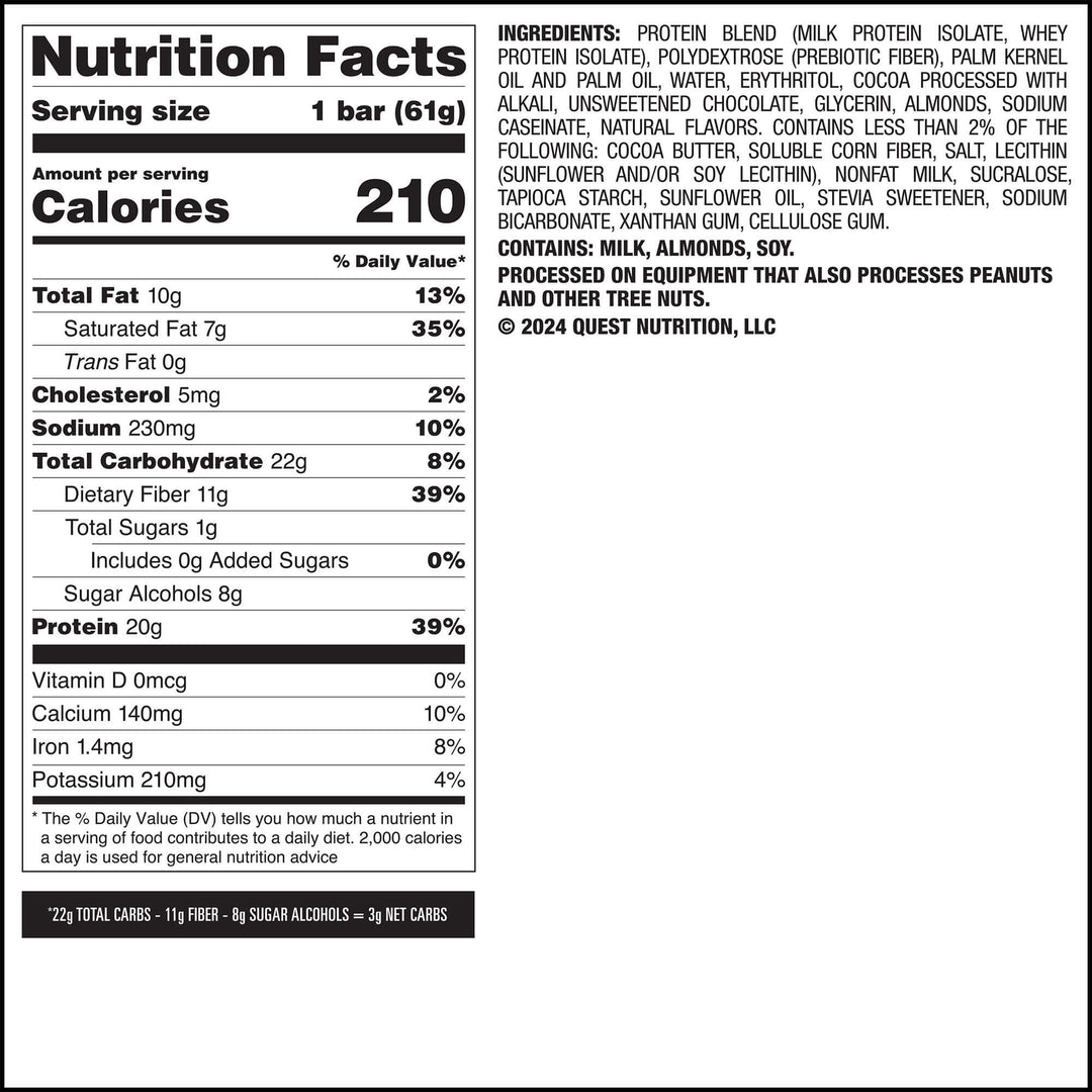 Chocolate Explosion Overload Bar  Nutrition Facts Panel and Ingredients