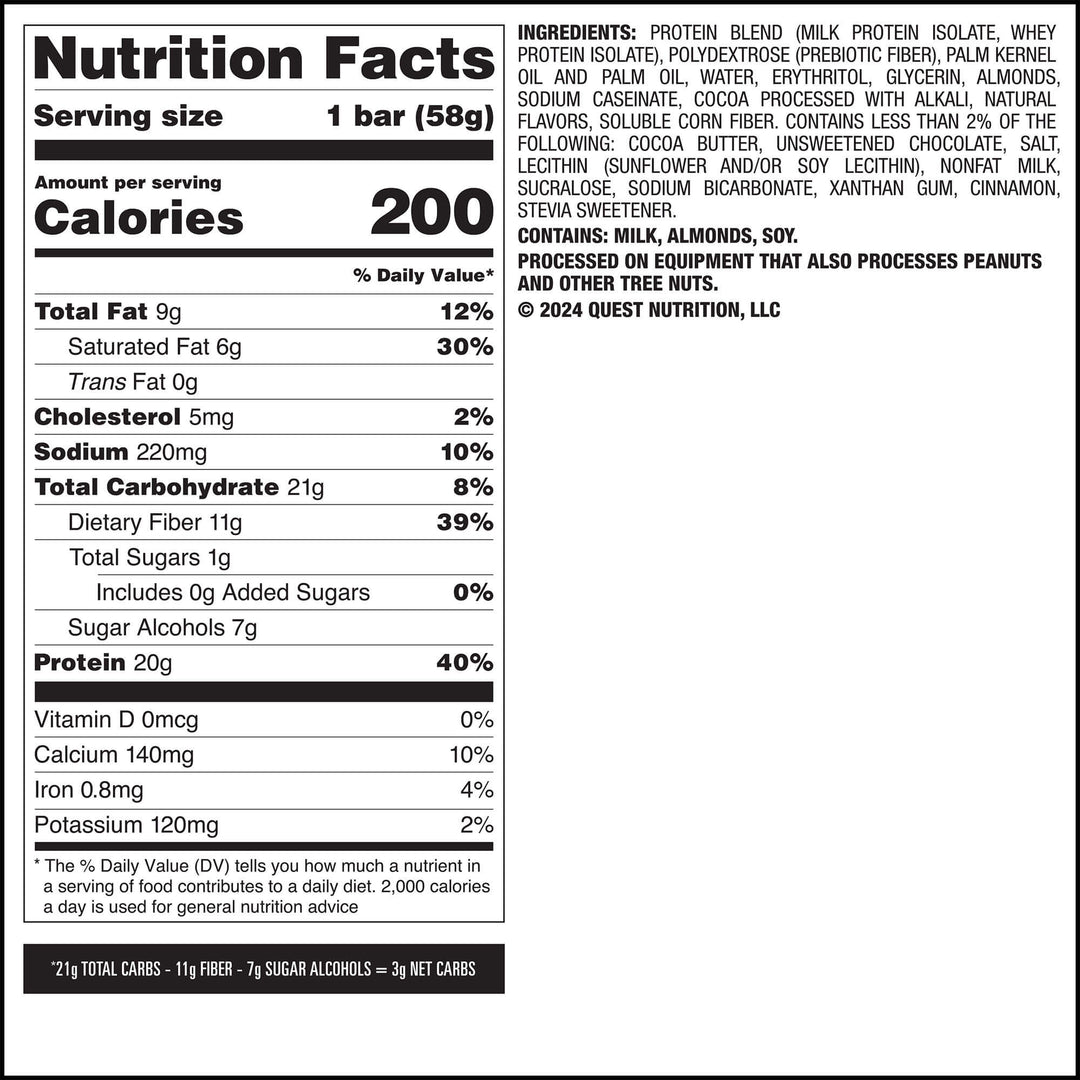 Cookie Commotion Overload Bar; Nutrition Facts Panel and Ingredients