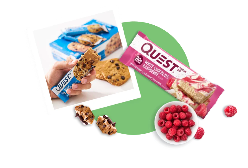 Quest White Chocolate Protein Bar and Quest Pizza